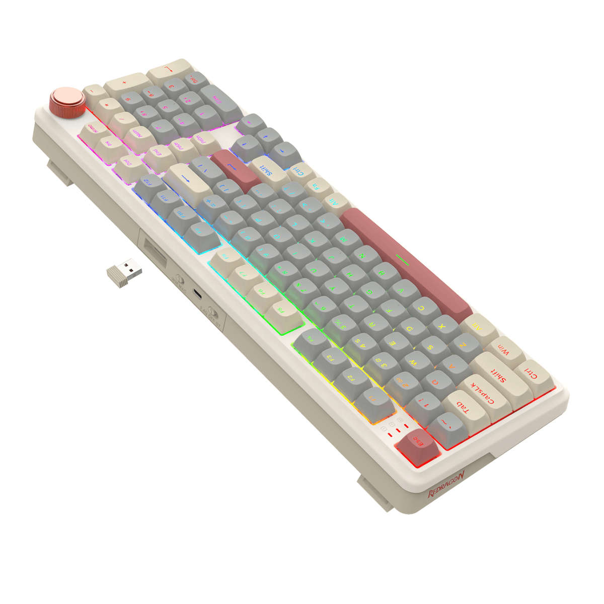 Redragon - Eisa 100 Retro RGB Wireless Mechanical Keyboard - Cream/Grey - Redragon - Eisa 100 Ret...