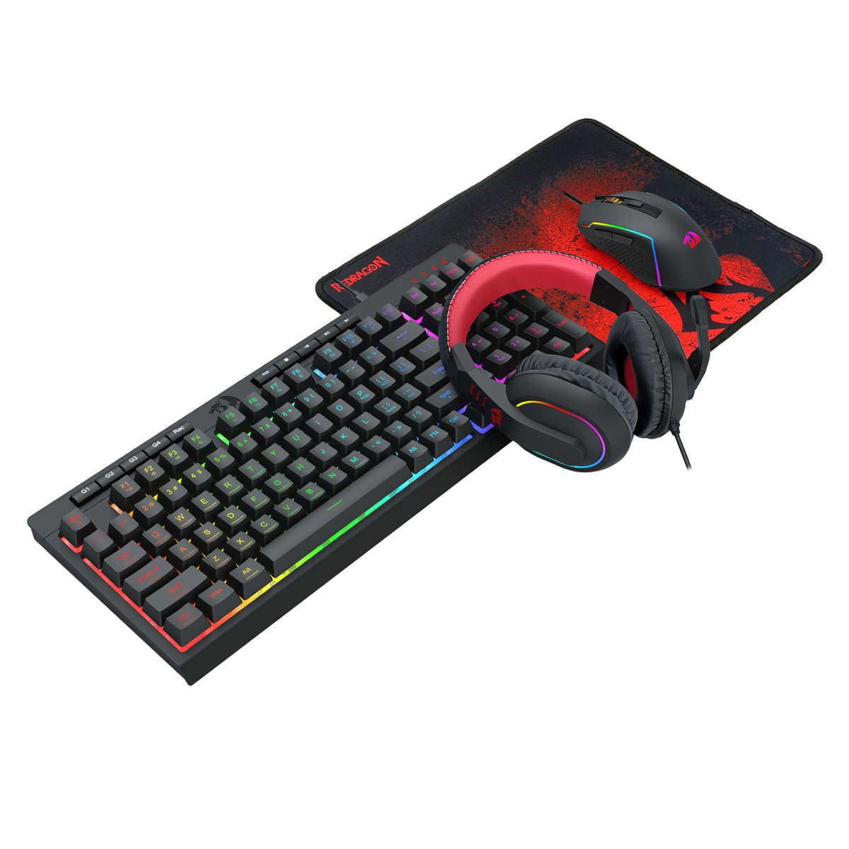 Redragon - 4-in-1 Keyboard | Mouse | Mousepad | RGB Headset Gaming Combo - Redragon - 4-in-1 Keyb...