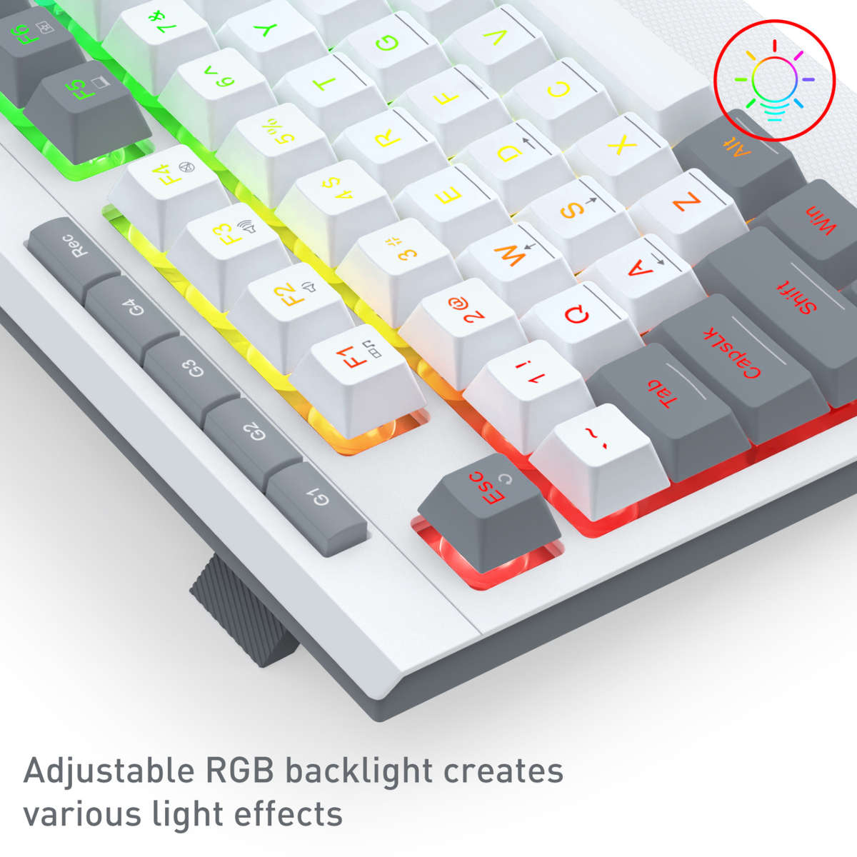 Redragon - S151 Wired RGB Gaming Keyboard and Mouse Combo - White and Grey - Redragon - S151 Wire...
