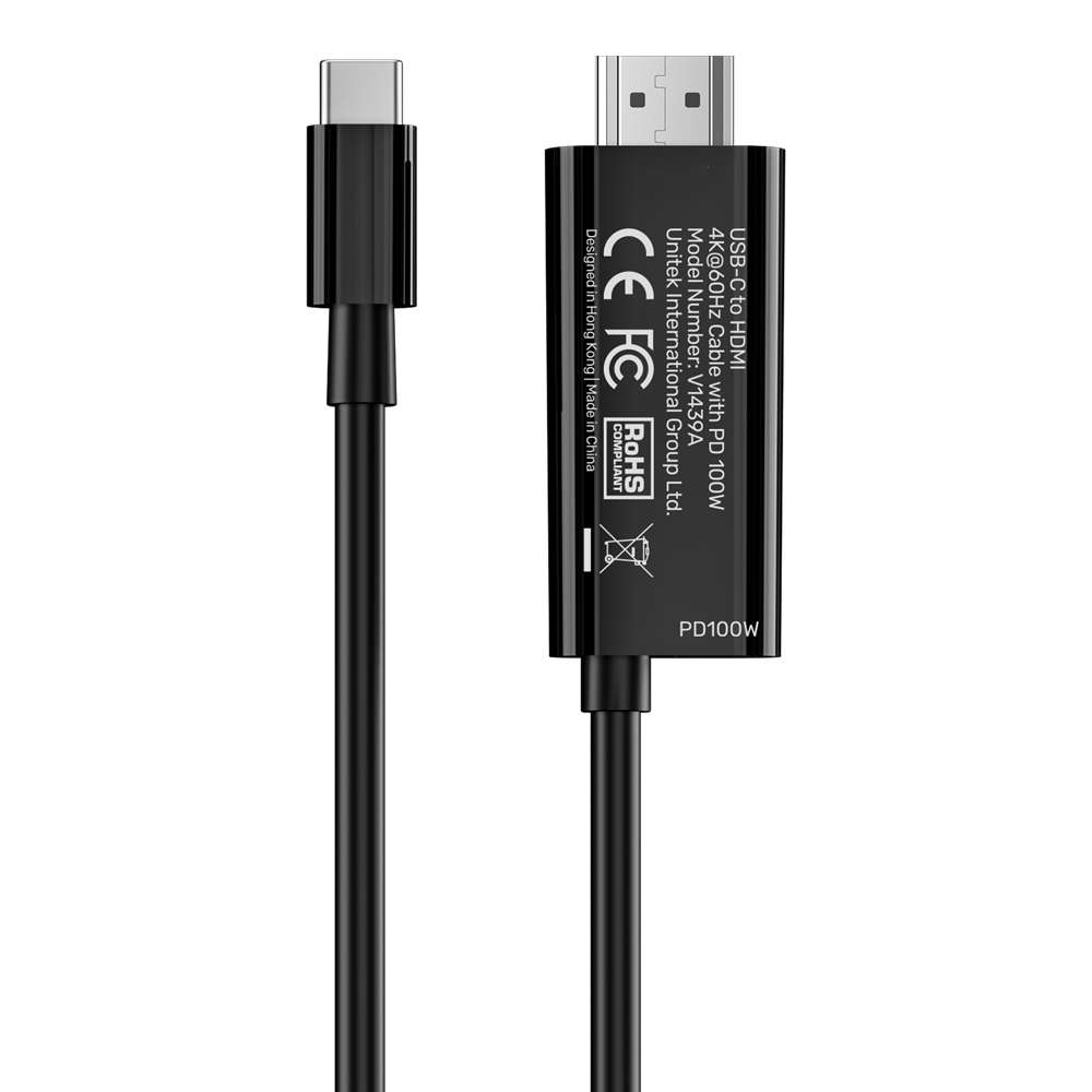 Unitek - V1439Abk 2M USB Type-C To HDMI 4K @60Hz Cable - Pd 100W, Unidirectional - Unitek - V1439...
