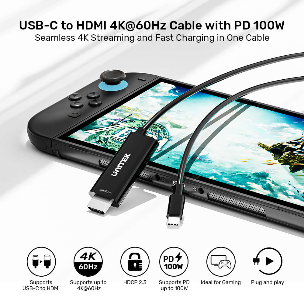 Unitek - V1439Abk 2M USB Type-C To HDMI 4K @60Hz Cable - Pd 100W, Unidirectional - Unitek - V1439...