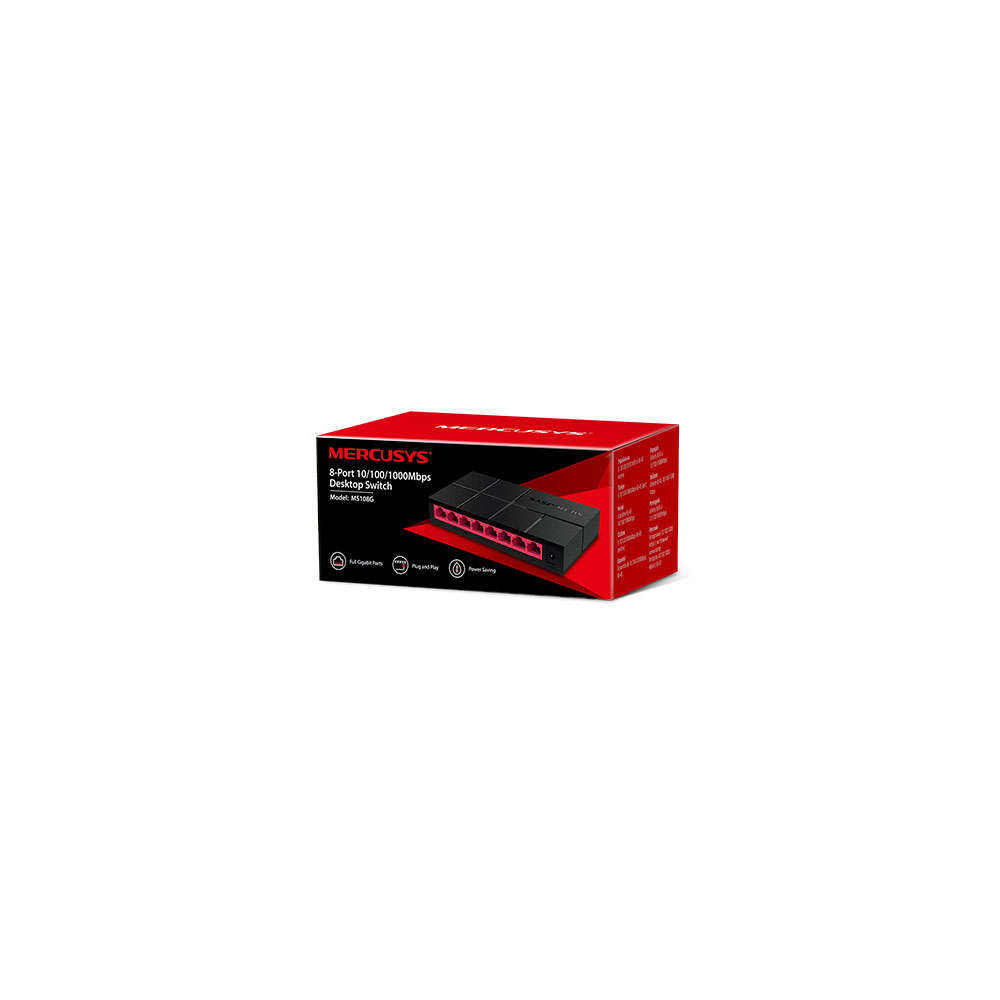Mercusys - MS108G 8-Port 10/100/1000Mbps Desktop Switch - Mercusys - MS108G 8-Port 10/100/1000Mbp...