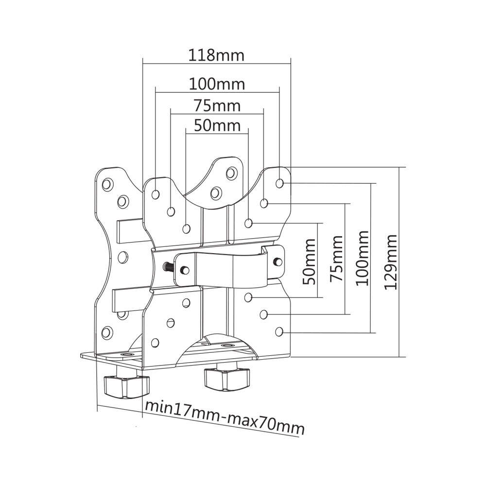 LinkQnet - Brateck - Bracket 17-70mm Thin Client Mount for CPU - LinkQnet - Brateck - Bracket 17-...