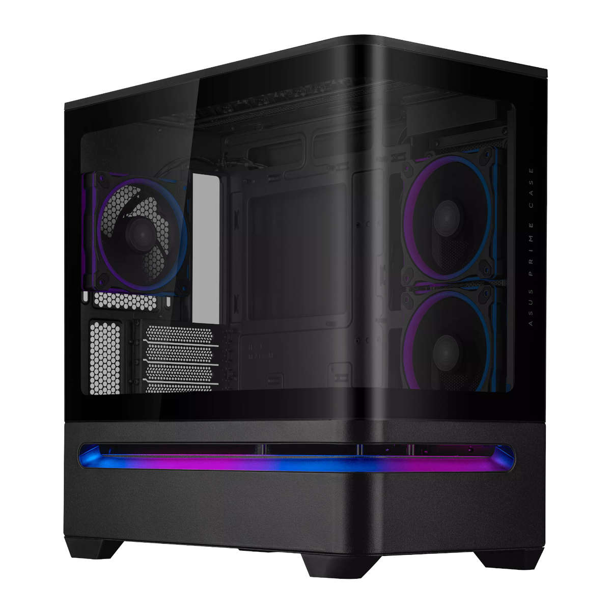 Asus - Prime AP202 ARGB Curved Tempered Glass Micro-ATX Chassis  Black - Asus - Prime AP202 AR...
