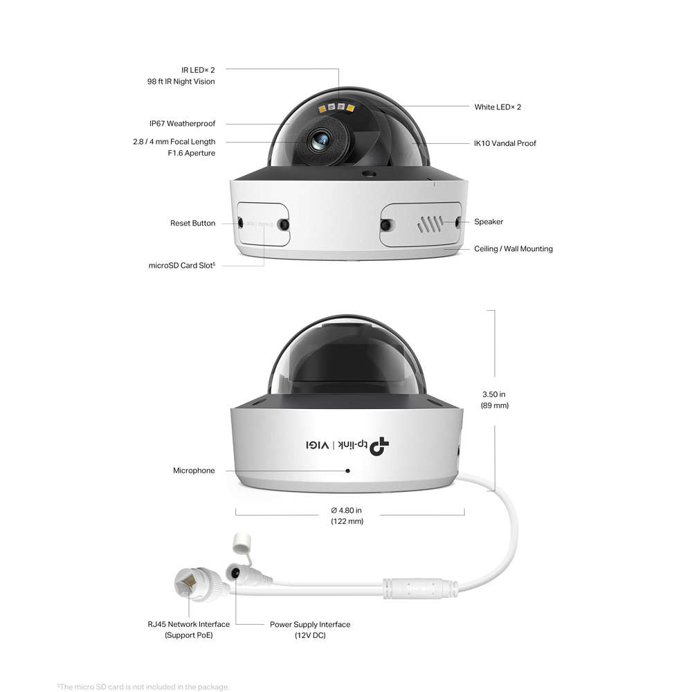 Tp-Link - Vigi Dome IP Camera 4MP Full Color 2.8mm - Tp-Link - Vigi Dome IP Camera 4MP Full Color...