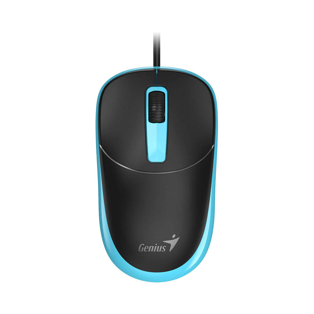 Genius - Dx-123 1.5M USB Classic Optical Mouse - Black/Blue - Genius - Dx-123 1.5M USB Classic Op...