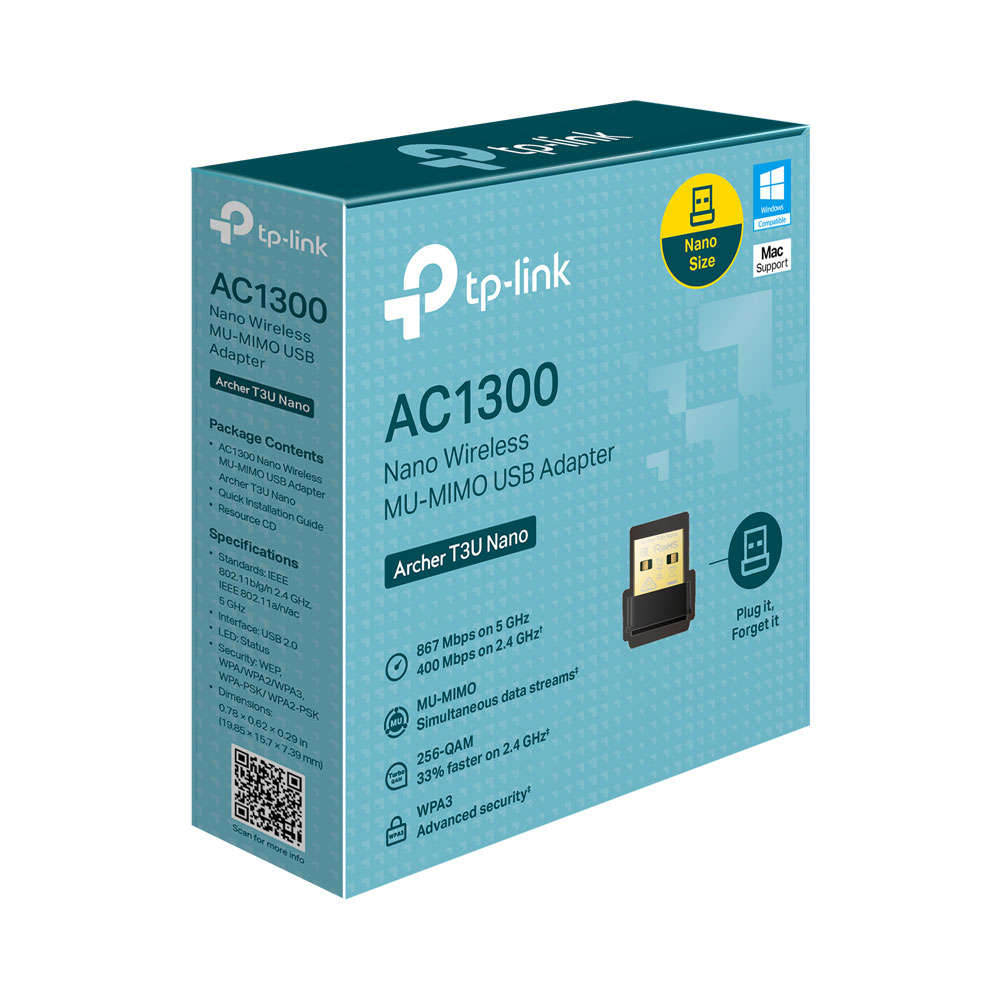Tp-Link - Archer AC1300 Nano Wireless MU-MIMO USB Adapter - Tp-Link - Archer AC1300 Nano Wireless...