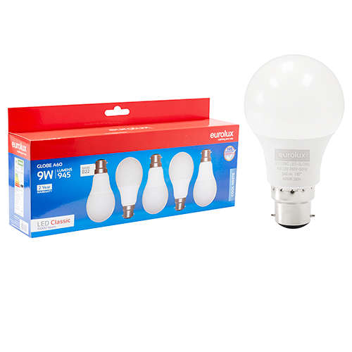Eurolux - 9W A60 B22 LED - 5 pack - Eurolux - 9W A60 B22 LED - 5 pack