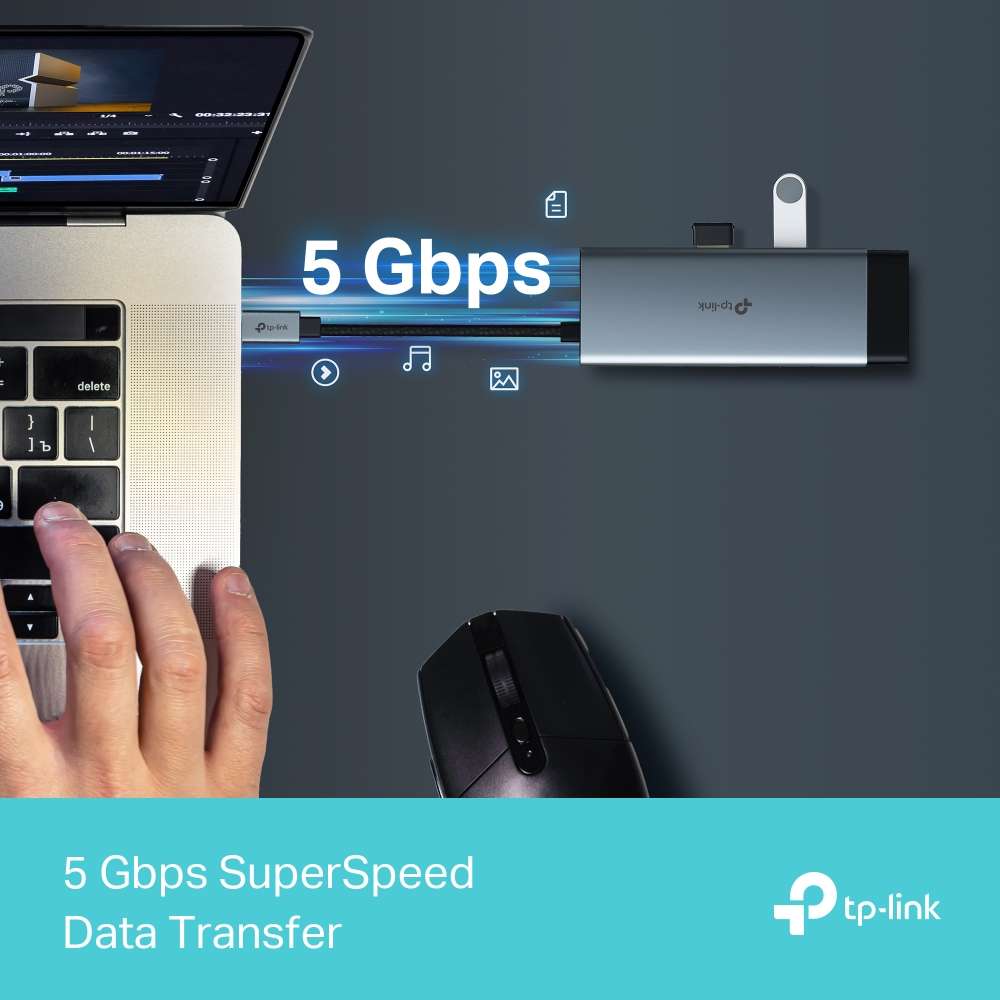 Tp-Link - Uh6120C Type-C 6-Port Hub - Tp-Link - Uh6120C Type-C 6-Port Hub