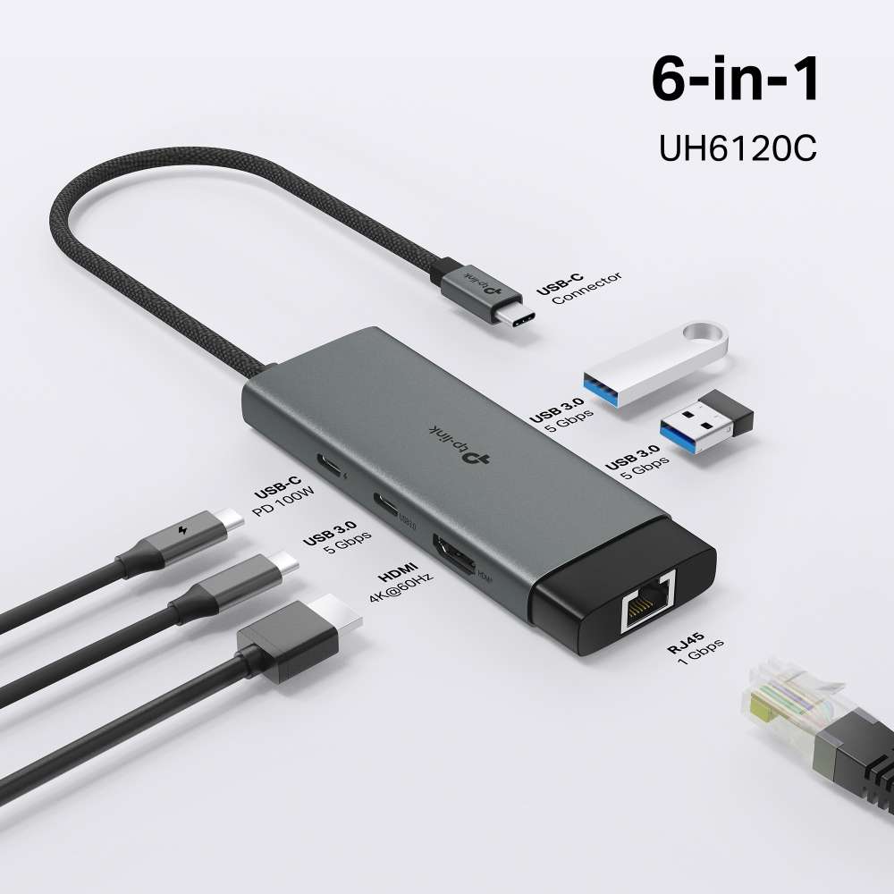 Tp-Link - Uh6120C Type-C 6-Port Hub - Tp-Link - Uh6120C Type-C 6-Port Hub