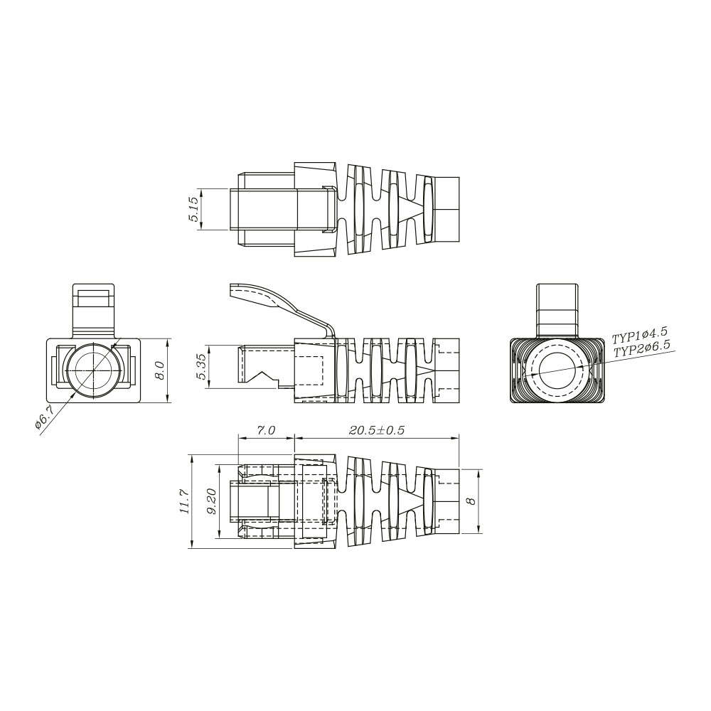 LinkQnet - Boot Fit For Easy Plug,Transparent,Od:6.5 Or 4.5mm - LinkQnet - Boot Fit For Easy Plug...