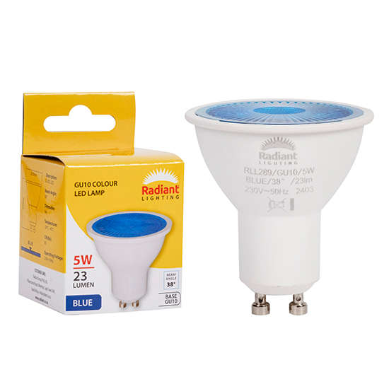 Radiant - GU10 Coloured 5w LED Blue - Radiant - GU10 Coloured 5w LED Blue