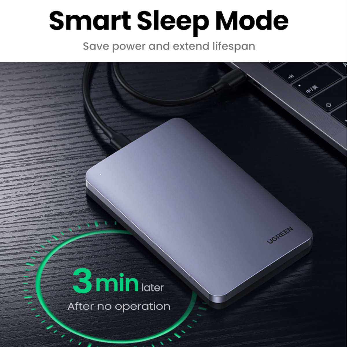 Ugreen - CM300 2.5 inch USB Type-C Hard Drive Enclosure - Silver - Ugreen - CM300 2.5 inch USB Ty...