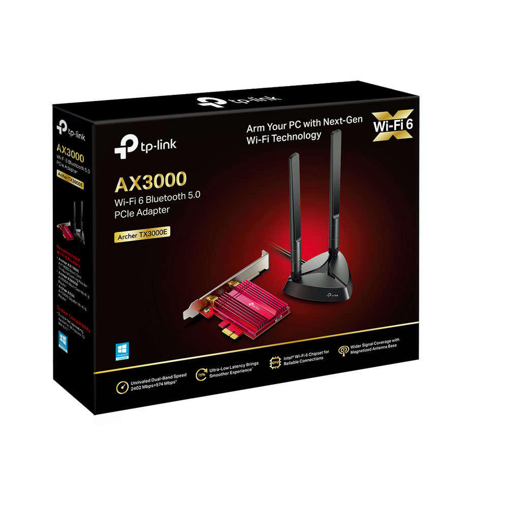 Tp-Link - Archer TX3000E AX3000 Wi-Fi 6 Bluetooth 5.2 PCIe Adapter 2402Mbps - Tp-Link - Archer TX...
