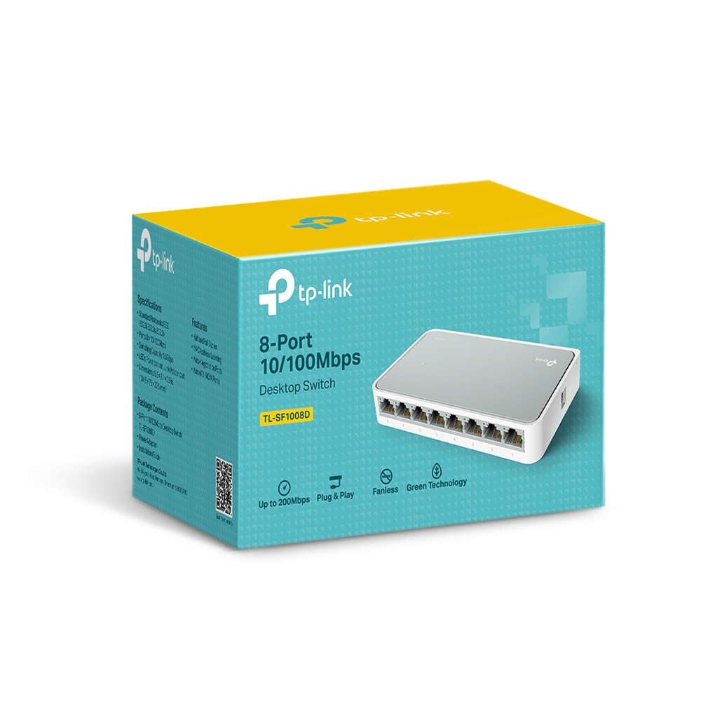 Tp-Link - SF1008D 8-Port 10/100Mbps Desktop Switch Green Tech Plug & Play - Tp-Link - SF1008D 8-P...