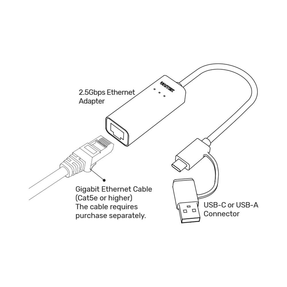 Unitek - Type-C To 2.5 Gigabit Eth Adapter(U1313C) - Unitek - Type-C To 2.5 Gigabit Eth Adapter(U...