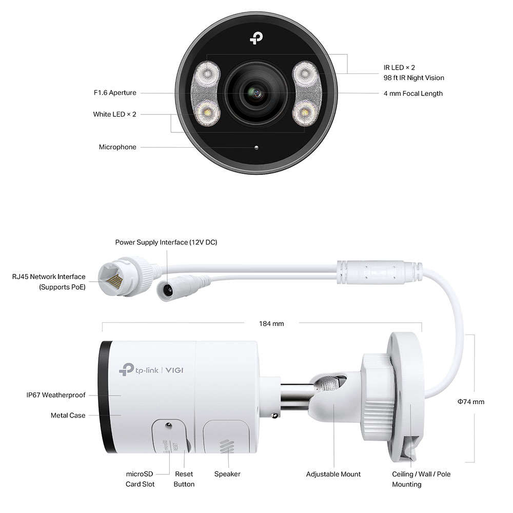 Tp-Link - Tp-Linkvigi Insight S385 8 MP Outdoor Full-Colour Bullet Network Camera (4mm Lens) - Tp...
