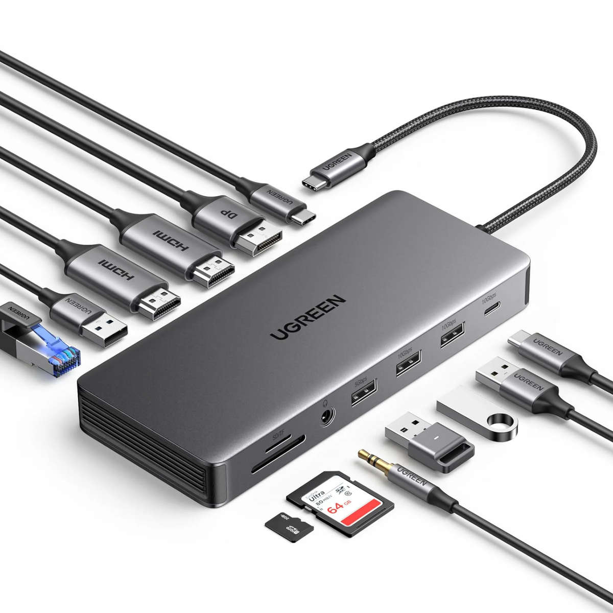 Ugreen - CM681 Revodok Pro 13-in-1 USB Type-C HDMI and DisplayPort Docking Station - Ugreen - CM6...