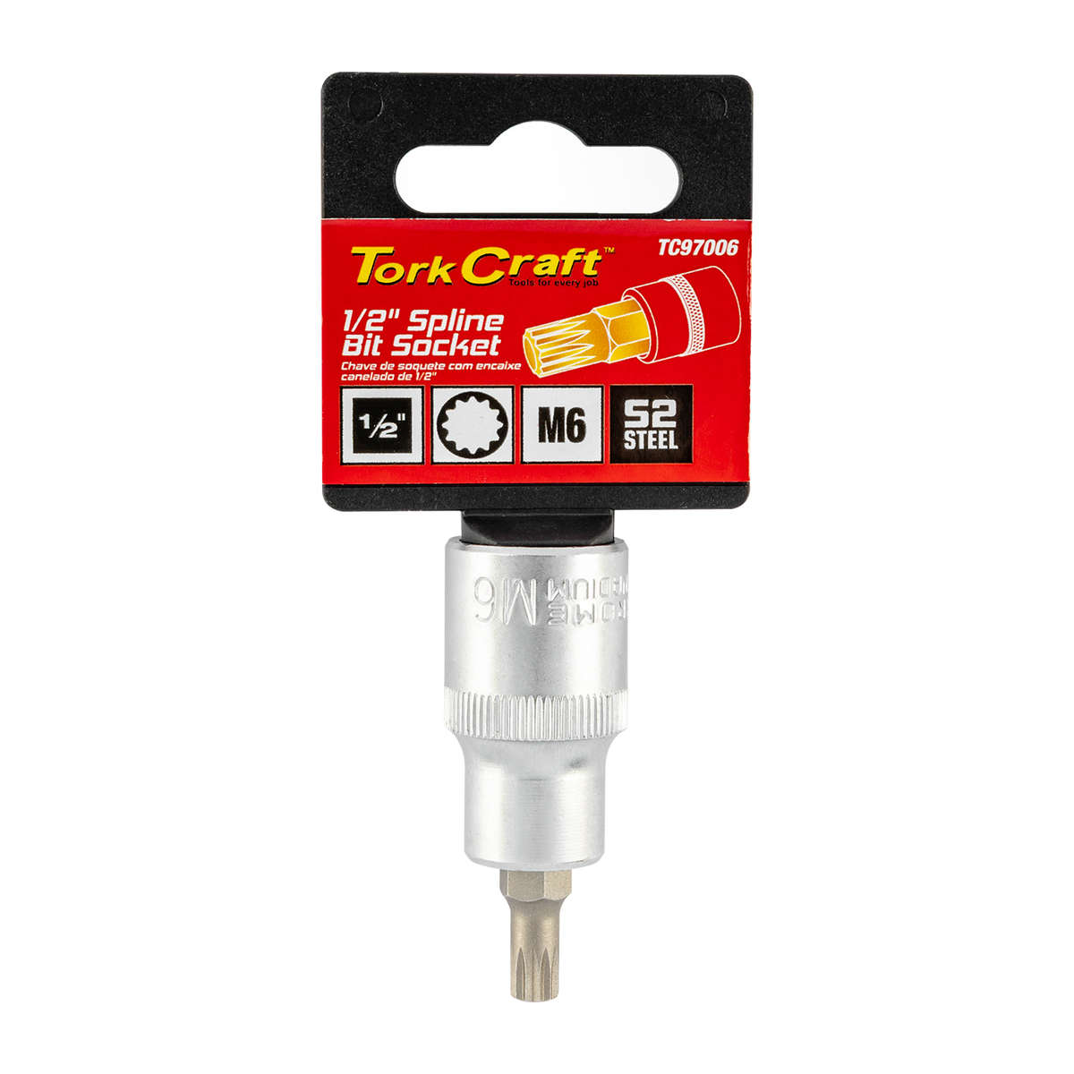 Tork Craft - Socket Bit 1/2'Dr Spline M6 S2 Material - Tork Craft - Socket Bit 1/2'Dr Spline M6 S...