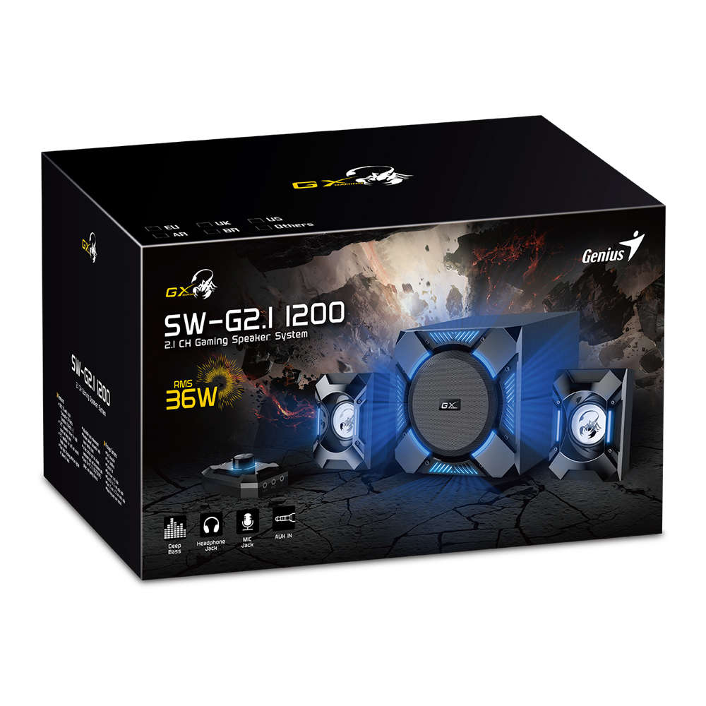 Genius - Sw-G2.1 1200 36W 2.1 Channel Gaming Speaker System With In-Line Control Pod - Genius - S...