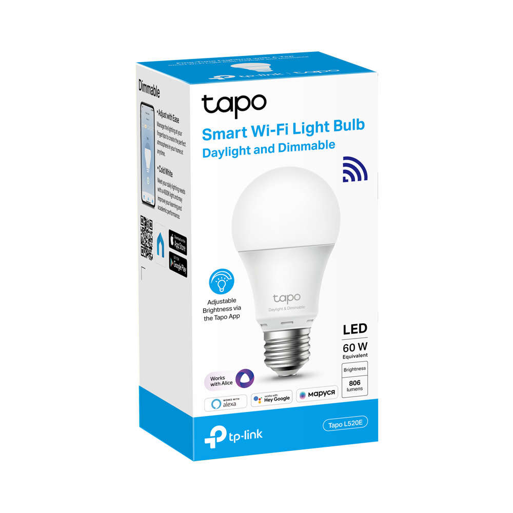 Tp-Link - Tapo L520E Smart WiFi Light Bulb - Dimmable Daylight, Voice Control - Tp-Link - Tapo L5...