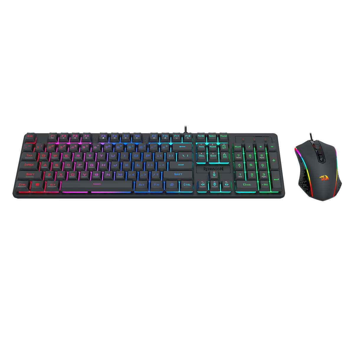 Redragon - S107 RGB Gaming Essentials Wired Gaming Keyboard and Mouse Bundle - Redragon - S107 RG...
