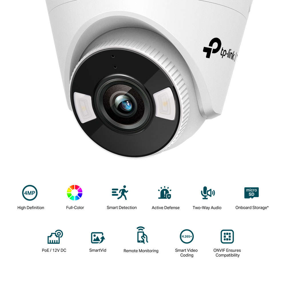 Tp-Link - TP Link Vigi C440-2.8 4MP Full-Color Turret Network Camera (2.8mm Lens) - Tp-Link - TP ...