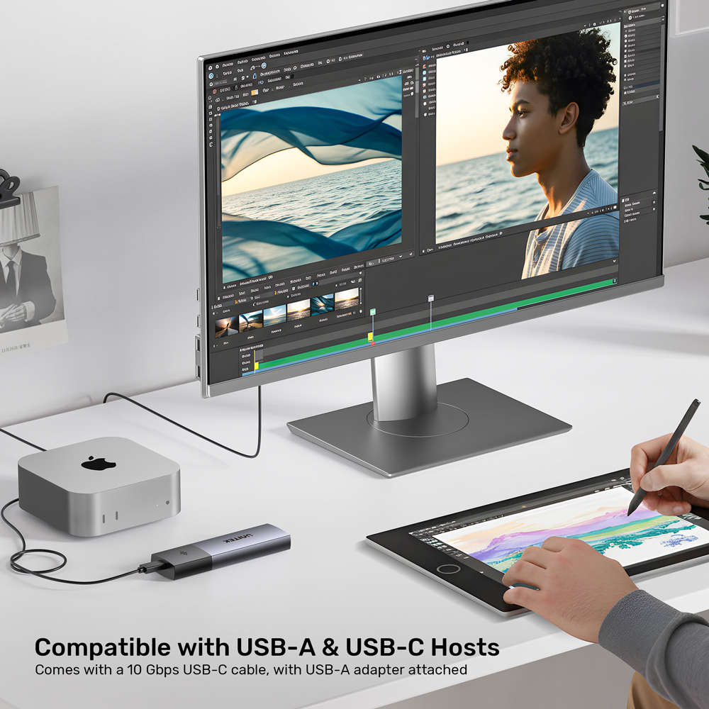 Unitek - S1251Agy Solidforce Anti-Loss Usb3.2 Gen2 Type-C 10Gbps M.2 NVMe SSD Enclosure With Appl...