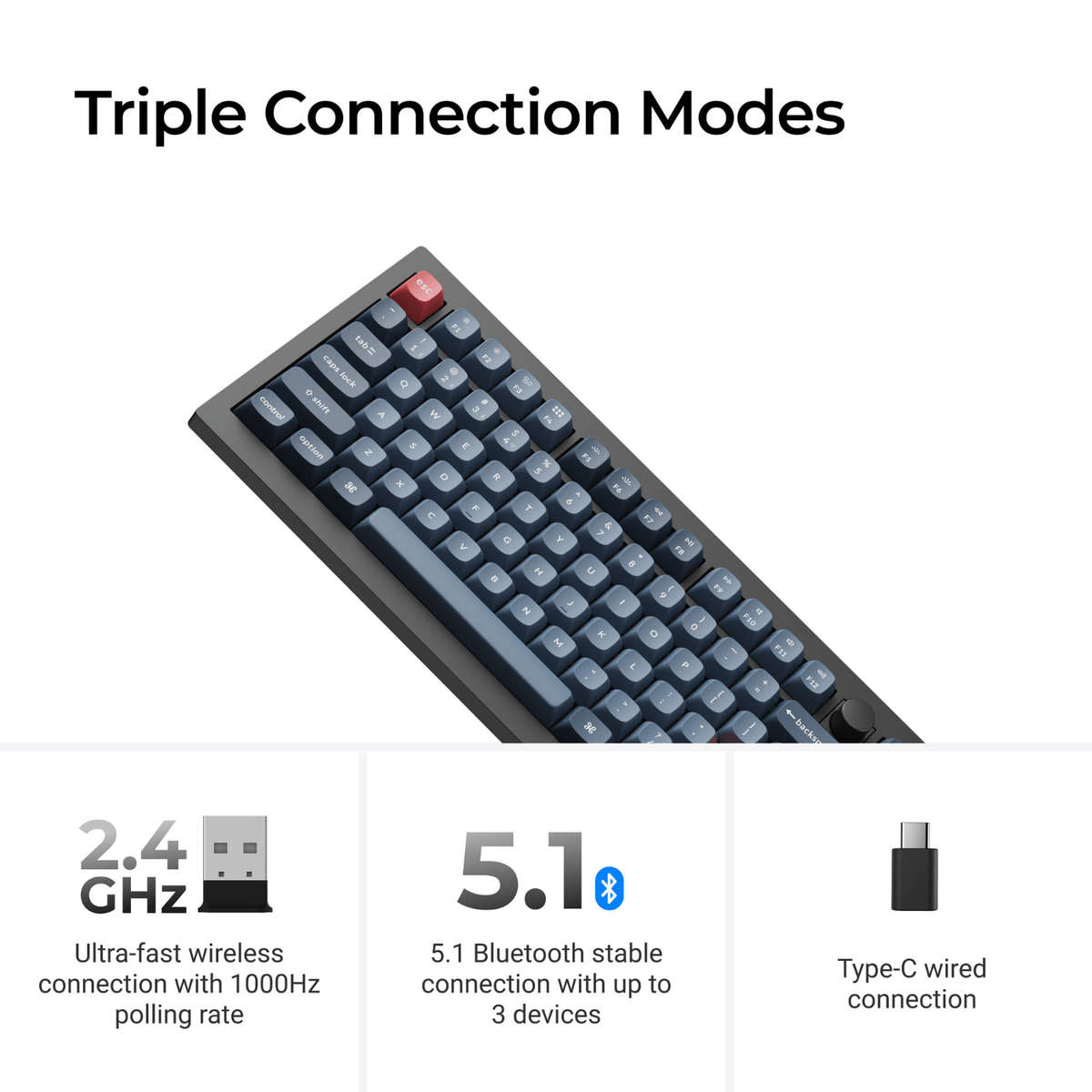 Keychron - V3 Max Qmk/Via 80% Wireless Custom Mechanical Keyboard (Brown Switch)  Carbon Black...
