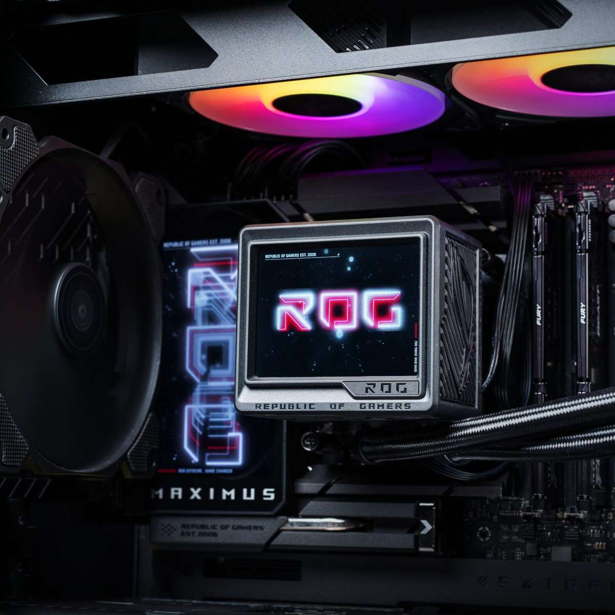 Asus - ROG Ryujin III ARGB AIO Liquid Cooler - 3.5" LCD Display - Asus - ROG Ryujin III ARGB AIO ...