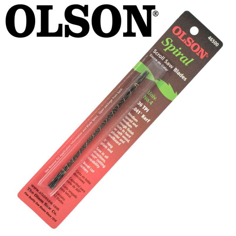 OLSON - Scroll Saw Bl. 5' 125mm 36Tpi Spiral Cut Wood Plain End 6Pc - OLSON - Scroll Saw Bl. 5' 1...