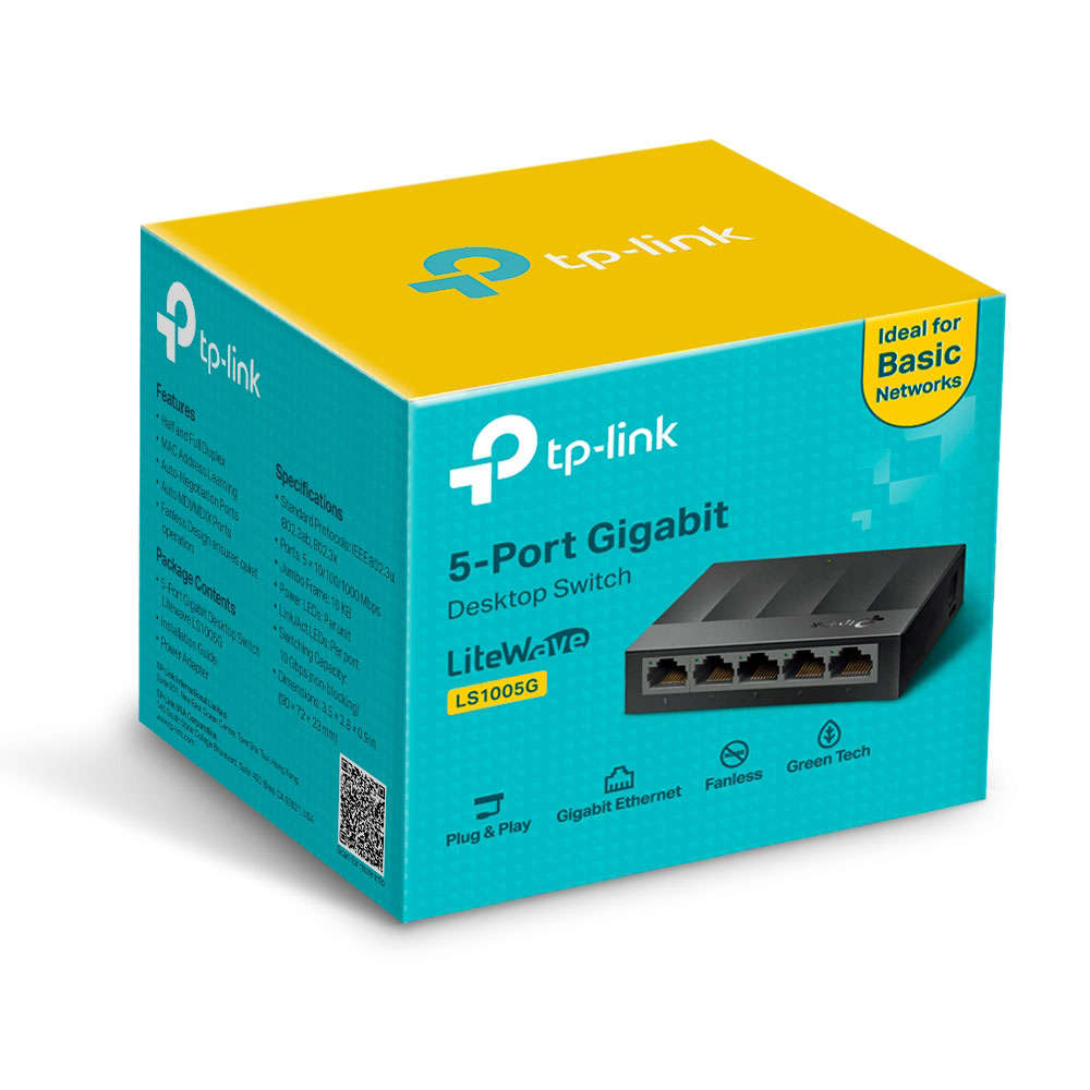 Tp-Link - LiteWave 5 Port Gigabit Desktop Switch - Plastic Case - Tp-Link - LiteWave 5 Port Gigab...
