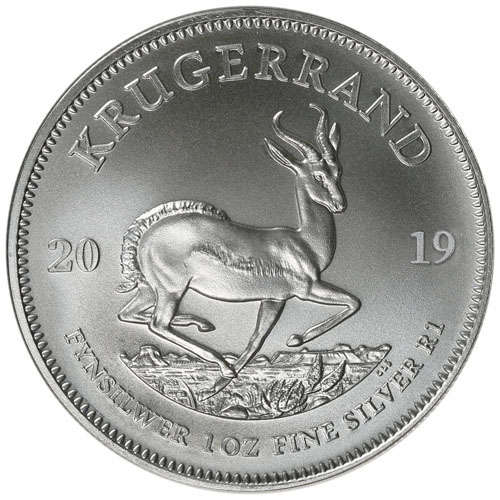 2019 1 oz South African Silver Krugerrand Encapsulated Coin (BU) Five available