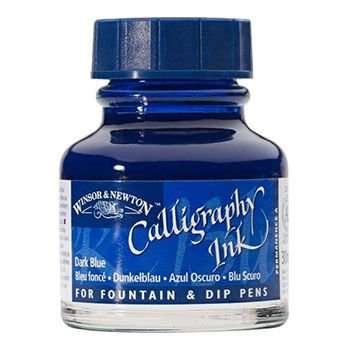 Winsor And Newton Non Waterproof Calligraphy Ink - Dark Blue (30ml)