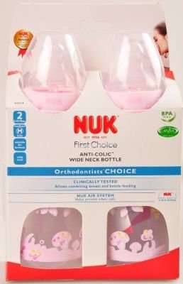 NUK First Choice Bottle with Silicone Teat Twin Pack (300ml)(6-18 Months)(Baby Rose)