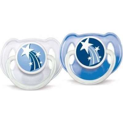 Phillips Avent Night Glow-in-the-Dark Soother for Boys Twin Pack (6-18 Months)