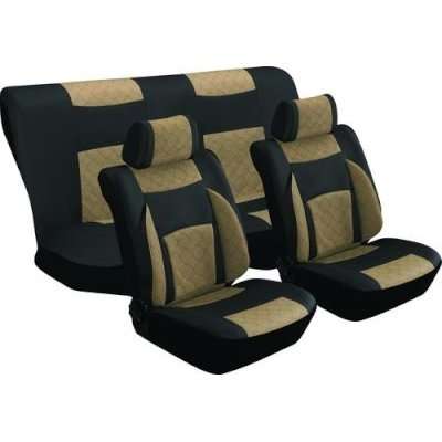 Stingray Majestic Quilted Car Seat Cover Set (8 Piece) (Black/Taupe)