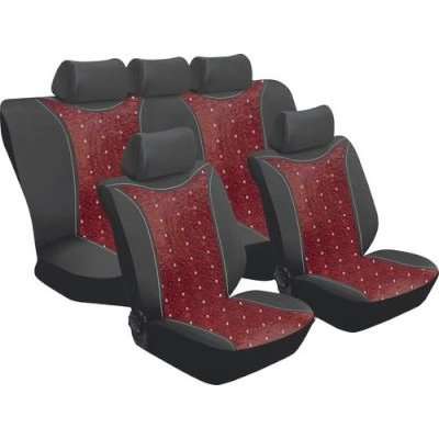 Stingray Aristocrat Car Seat Cover Set (11 Piece) (Black/Maroon)