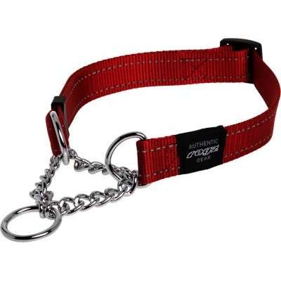 Rogz Utility Snake Obedience Half-Check Dog Collar - Medium 16mm (Red Reflective)