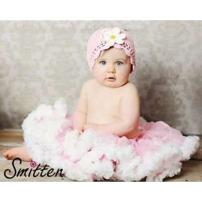 Smitten Flutter Petti-tutu (Light Pink with White) (Newborn)