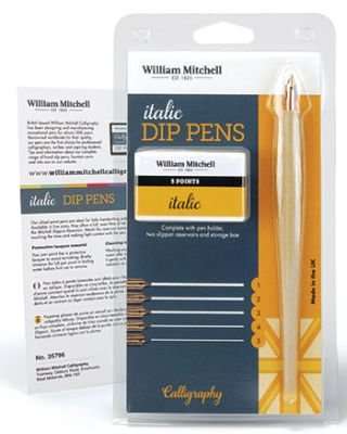 William Mitchell Calligraphy Italic Dip Pen - 10 Nibs and Holder