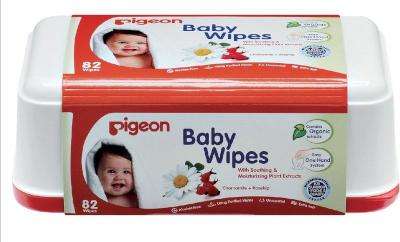 Pigeon Baby Wipes 82's With Chamrose Tub