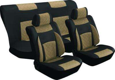 Stingray Majestic Quilted Car Seat Cover Set (8 Piece) (Black/Taupe)
