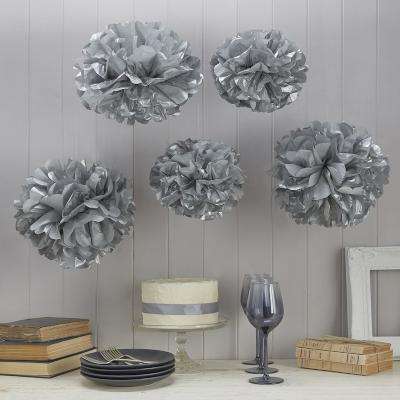 Vintage Lace - Silver Tissue Paper Pom Poms (Pack of 5)