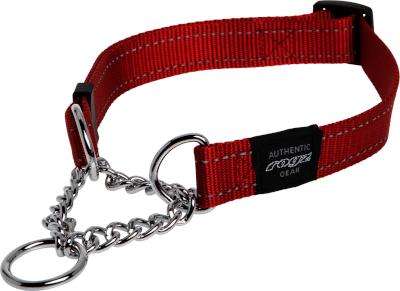 Rogz Utility Snake Obedience Half-Check Dog Collar - Medium 16mm (Red Reflective)