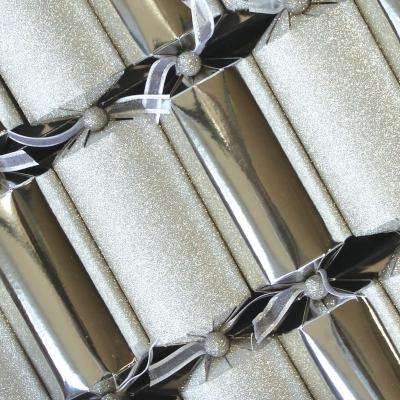 Luxury Silver Glitter Christmas Crackers (6 Pack)