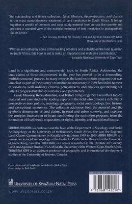 Land, Memory, Reconstruction and Justice - Perspectives on Land Claims in South Africa (Paperback)