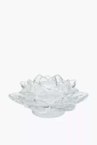 Lotus Glass Tealight Holder 12X5Cm