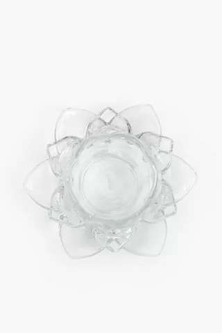 Lotus Glass Tealight Holder 12X5Cm