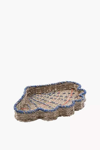 Clam Decor Woven Tray - 46 x 6.5 cm